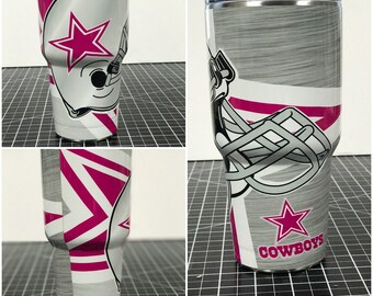 Dallas Cowboys Pink Custom Yeti 20 30 RTIC Cup Fully Wrapped