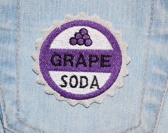 Grape Soda Lid, Ellie Badge inspired iron-on Embroidered Patch