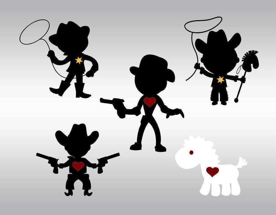 little cowboy cow boys SVG Clipart Cut Files Silhouette Cameo