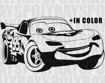 Lightning McQueen svg, Car Instant Download, Disney McQueen Stencil, Red Car SVG, Stensil Vector Clipart PDF