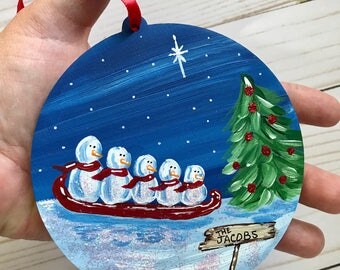 Family Christmas ornament - Personalized Family Christmas Gift - Custom Family Ornament - Personalized Christmas Gift for Family - snowman