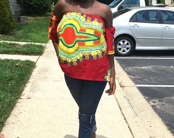 Off shoulder Dashiki top