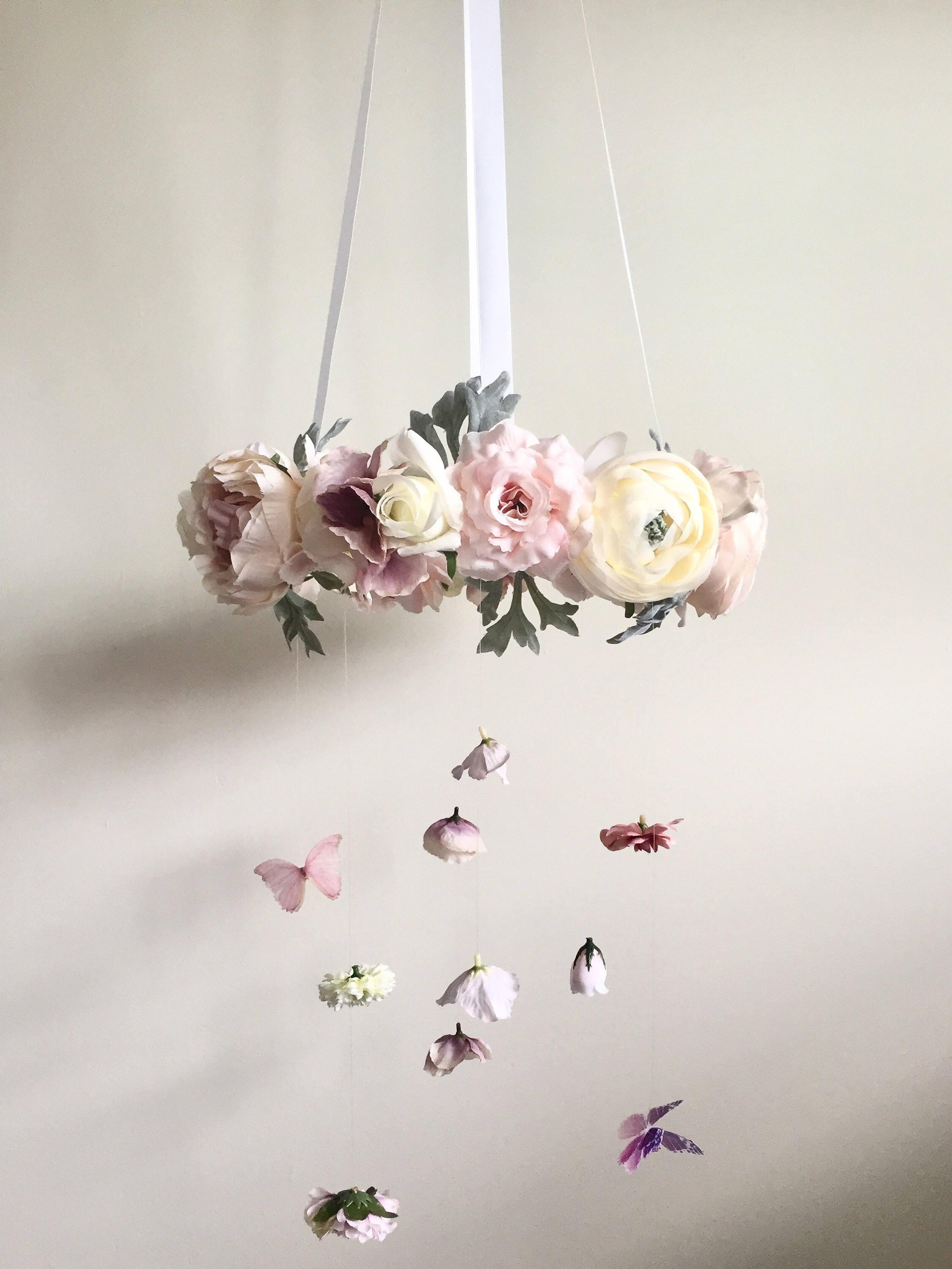 Flower Mobile Nursery Mobile Baby Girl Mobile Butterfly