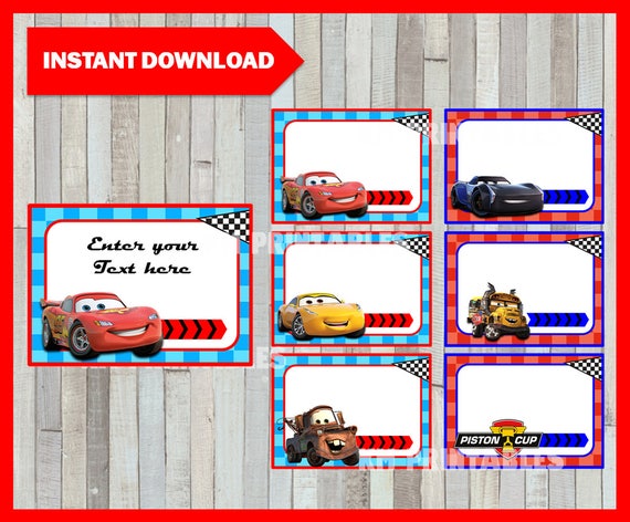 Disney Cars 3 Printable Cards tags book labels stickers