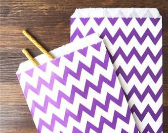 12 Purple Chevron Paper Bags. Grocery Bags. Party Bags and Candy Bags. 5 1/8 x 6 3/8". Favor Bags.