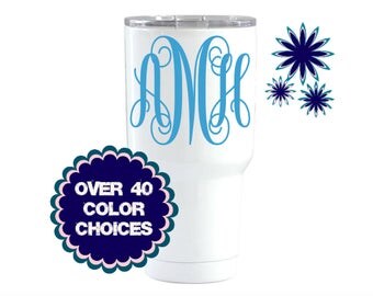 Monogram Decal, Yeti Decal, Monogrammed Tumbler Decal, Yeti Monogram Decal, Cup Decal, Tumbler Monogram, Initials Decal, Monogram Sticker