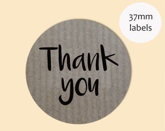 Thank you kraft labels, logo business name stickers, circle round 37mm sticky labels for parcels, small business packaging, custom labels,
