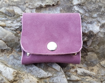 Purple suede leather wallet