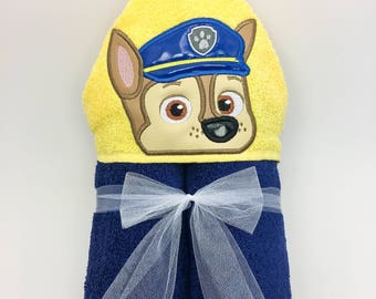 Paw Patrol Chase Hooded Towel - Bath Towel, Beach Towel, Pool