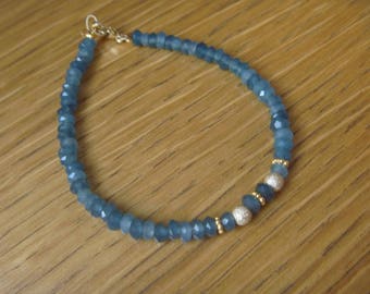 green chalcedony faceted pearl 4mm bracelet