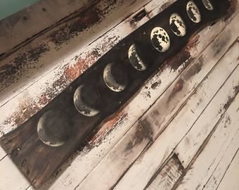 Moon Phases on reclaimed wood FREE SHIPPING!