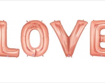 Giant Rose Gold LOVE balloon Letters, LOVE letters in Rose Gold, Rose Gold Balloons, 100cm in size each letter