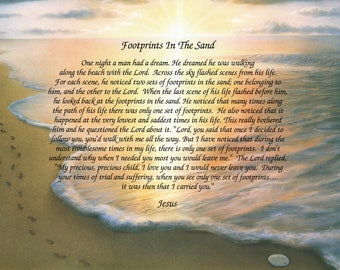 Footprints in the Sand poem 8.5x11 Inspirational Print Ready