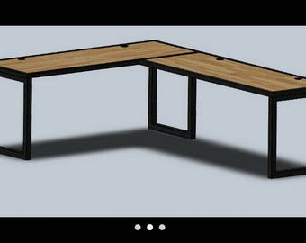 Custom desk 30" H x 24" W x 48" L (left) 30" H x 24" W x 96" L (right)