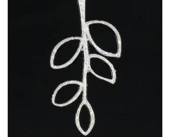 set of 5 charms (B15) silver leaf connector