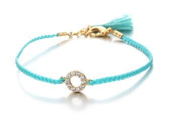 Bracelets - Blue, Gold - Brass, Thread, Zircon - Elegant - Anniversary