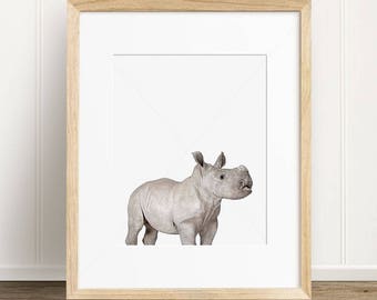 Nursery Decor Baby Rhino Print, Safari Nursery Animal, Digital Print, Rhino Wall Art, Instant Download Printable Art, Printable Wall Art