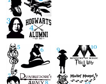 Harry Potter Vinyl Decal, Dark Mark decal, Snape Decal, Dobby Decal, Ministry of Magic, Sorting Hat Vinyl Decal, Hogwarts, Hermionie Decal