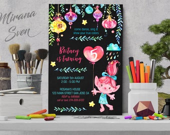 Trolls Birthday Invitation, Trolls invitation, Trolls Digital Invitation, Trolls Party, Trolls poppy, Trolls, Trolls invitations