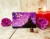 Rapunzel Inspired Double Ring Box / Wedding Ring Box Purple , Tangled Lanterns , Castle