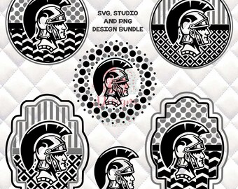 Spartans, Trojans, Warriors Mascot - SVG, Silhouette studio bundle - 6 design downloads
