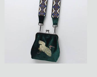 Velvet embroidered Bag *FREE SHIPPING* - Bloggerstyle, Bohofashion, Autumn, Birdbag, Velour, Vintagebag