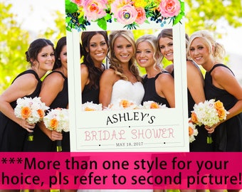 Bridal shower decorations pink and gold photo prop bridal shower gifts for guests bridal shower games digital bridal shower frame prop