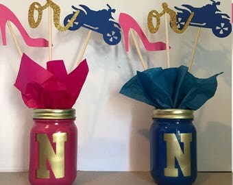 Heels or Wheels Gender Reveal Centerpiece, Gender Reveal Party, Boy or Girl, Pink or Blue