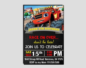 Blaze Birthday Invitation,Blaze Invitation,Blaze Birthday,Blaze Party,Blaze Party Printable,Blaze Party Invitation