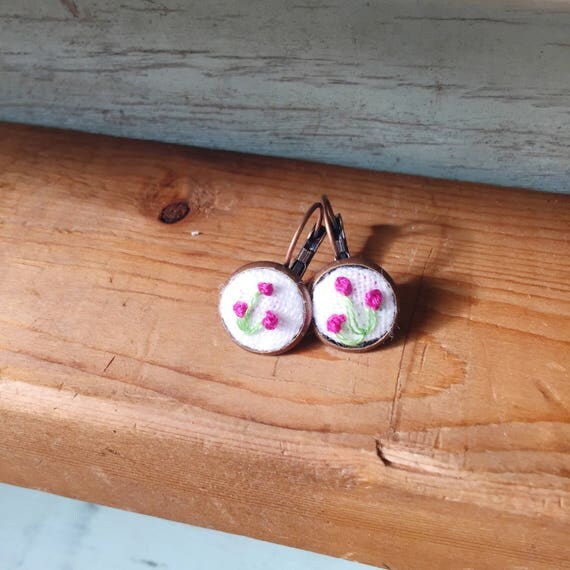 Embroidered earrings floral earrings hand jessecmault unique