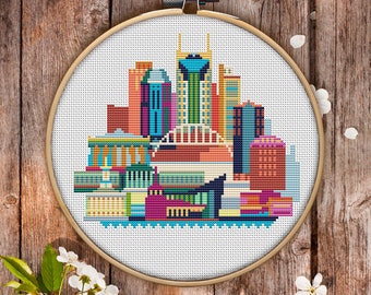 Nashville Cross Stitch Pattern for Instant Download - 103| Easy Cross Stitch| Counted Cross Stitch|Embroidery Design| City Cross Stitch
