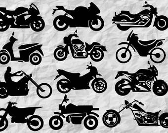 12 Motorcycle silhouettes | motorcycle SVG cut files | motorcycle vinyl design | vectors | cliparts | printable | digital files | wall print