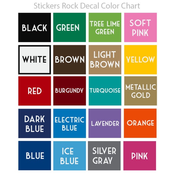 Decal Color Chart Options