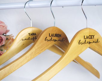 Personalized Wedding Hangers- Wedding Dress Hanger, Custom Wooden Engraved Hangers, Laser Engraved Hangers, Custom Bridesmaid Wedding Hanger