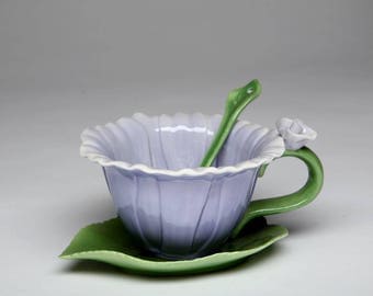 Dahlia Cup and Saucer and Spoon Set (10396)
