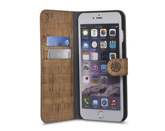 Cork Leather Wallet Folio for iPhone 6/6s and 6 Plus - Rome Cork Wood iPhone Folio by Reveal - Eco Friendly & Sustainable Design