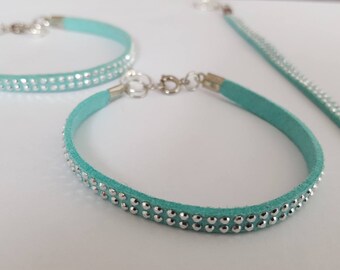 Thin and light suede turquoise bracelet