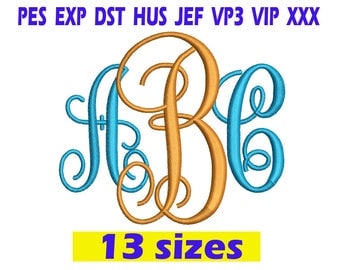 Interlocking Monogram Embroidery Font / Interlocking Monogram Monogram embroidery design/ INSTANT download