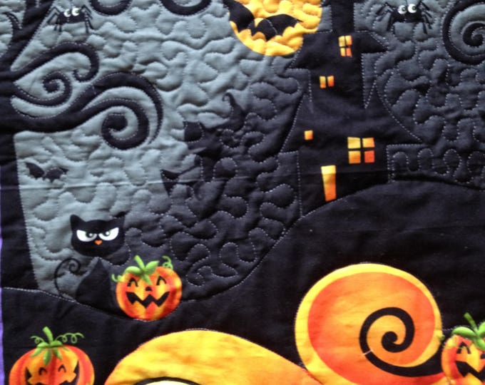 Handmade Reversible Halloween, Thanksgiving and Fall Quilted Table Runner - Wall Hanging - Door Hanging Decor - Housewarming Holiday Decor