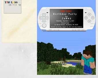 Printable Invitation Design for a Child Birthday Party! Great for kids who like Minecraft!