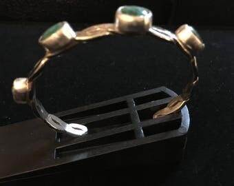 Up Cycled Sterling Silver Bracelet Studded with Turquoise