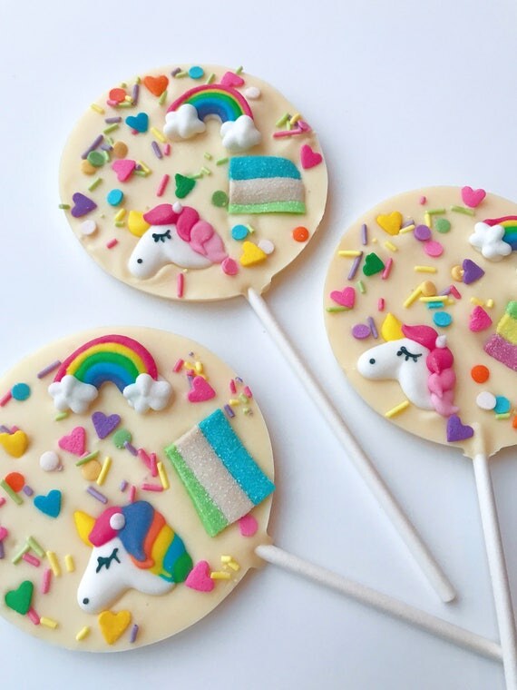 Unicorn chocolate lollipops Party favours