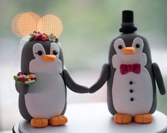 Penguin Wedding Cake Topper customized cake topper personalized cake topper animal cake topper with FREE USA Shipping