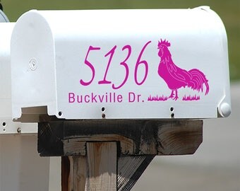 MAILBOX Decal-Rooster Decal-Single Color-Farm Decal-House Address-House Number-Vinyl Decoration-Street Address Decal-mailbox sticker