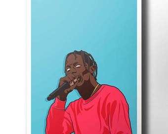 Travis scott poster / wall art / wall decor / rap poster / hip hop / rap artist / dope art / minimalist music poster / rapper / trap music