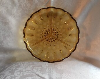 Vintage amber glass divided relish tray