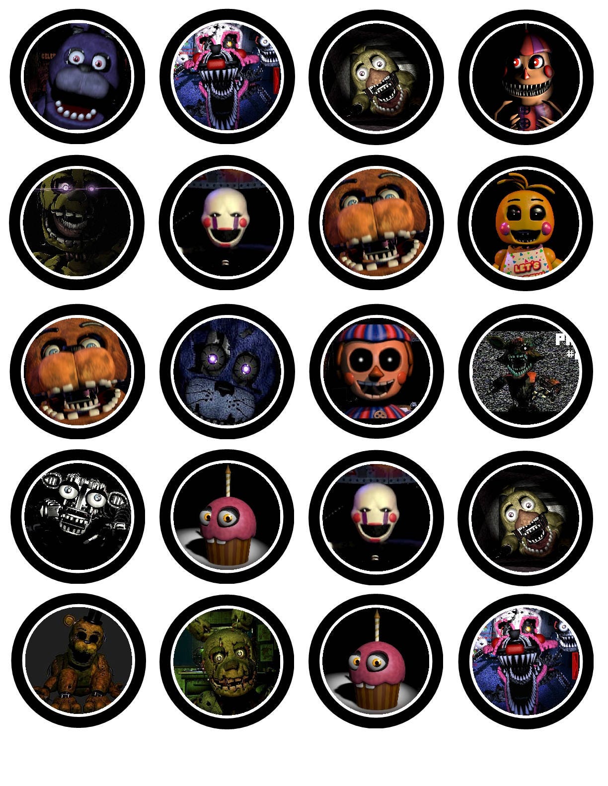 Five Nights At Freddy S Cupcake Toppers Free Printable