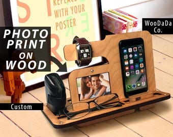Personalized men docking station Gift for Man Christmas gift for men Dark desk organizer Christmas boyfriend gift Iphone 7 Gift for husband