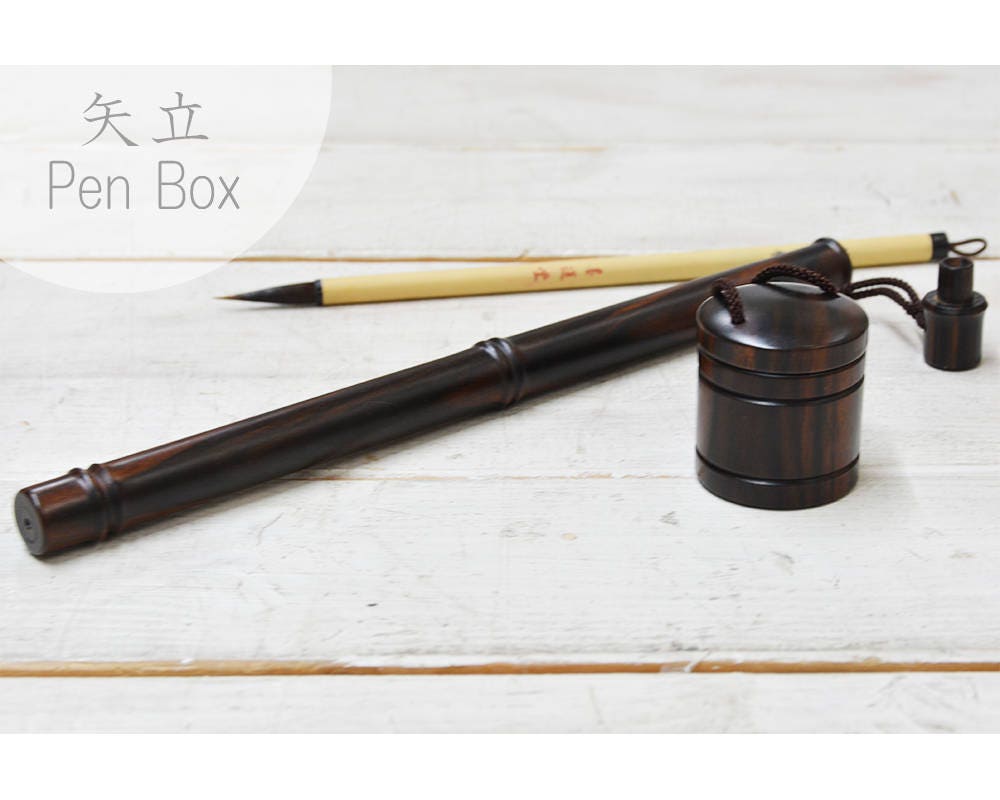 Japanese Portable Writing Set Yatate Wood Brush and Ink