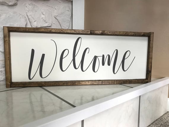 Welcome. Wood Sign. Wood Framed Sign. Wood Frame. Rustic.